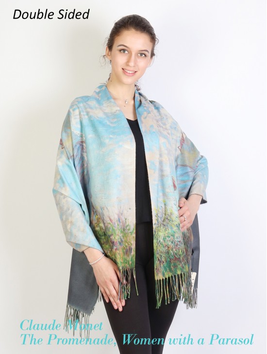 Women with a Parasol Double-sided Oil Painting Design Fashion Scarf